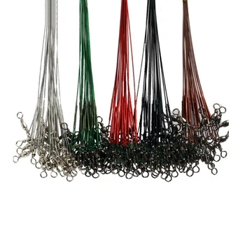 

10PCS Anti-bite Fishing Line Steel Wire Leader Fishing Tackle MS+QL Fishing Swivel Snap Hook Connector Length 15/21/28CM