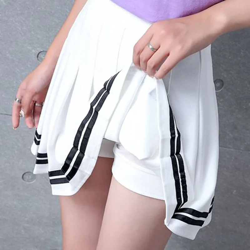 Japanese High Waist Pleated Skirts Kawaii Harajuku Patchwork Mini Skirt Women Girls Lolita Sailor Skirt Preppy School Uniform