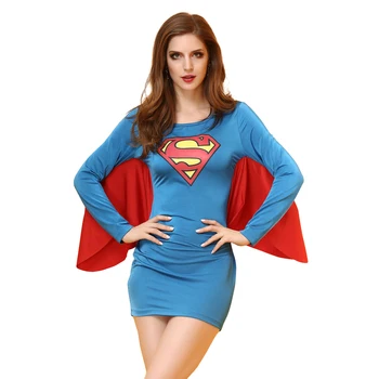 

Superman Sexy Costume Women Halloween Costume Superhero Cosplay Costume Girls Tight Strapless Skirt With Cape 2 Styles