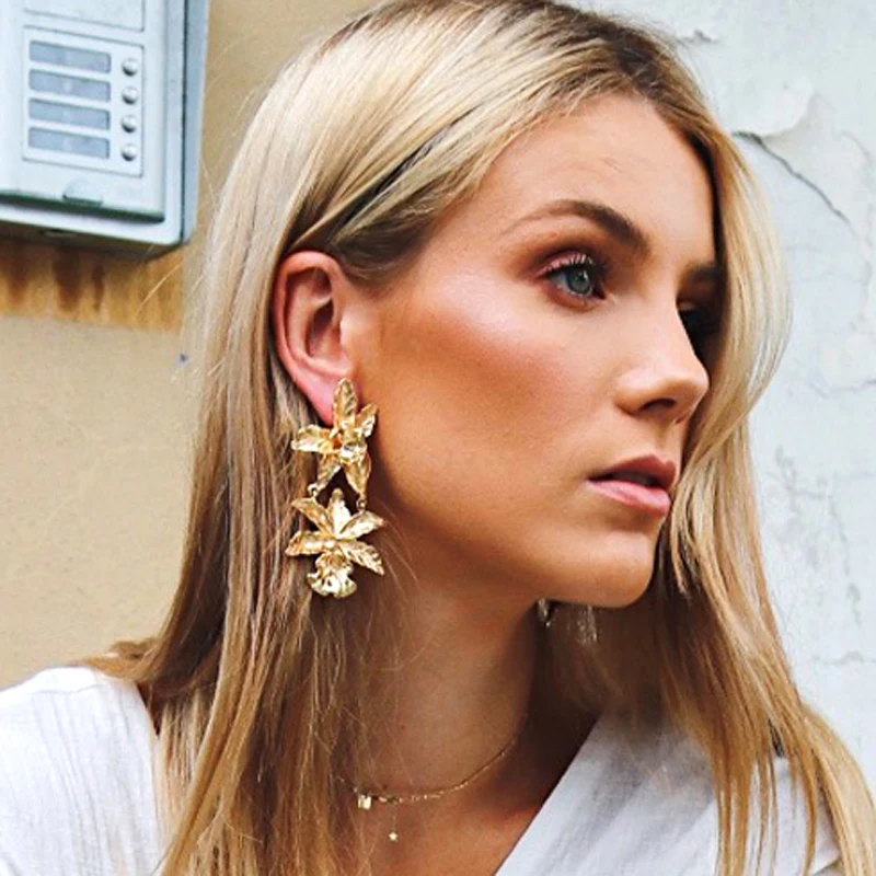 

Coco&Willow Oversized Flower modern drop earrings for women, Statement Earrings for party, fashion jewelry 2018