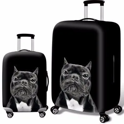 Серия фламинго, модная Мужская и Женская эластичная тканевая Защитная крышка для багажа, чехол на колесиках, чехол для костюма, пылезащитный чехол, аксессуары для путешествий - Цвет: Black dog
