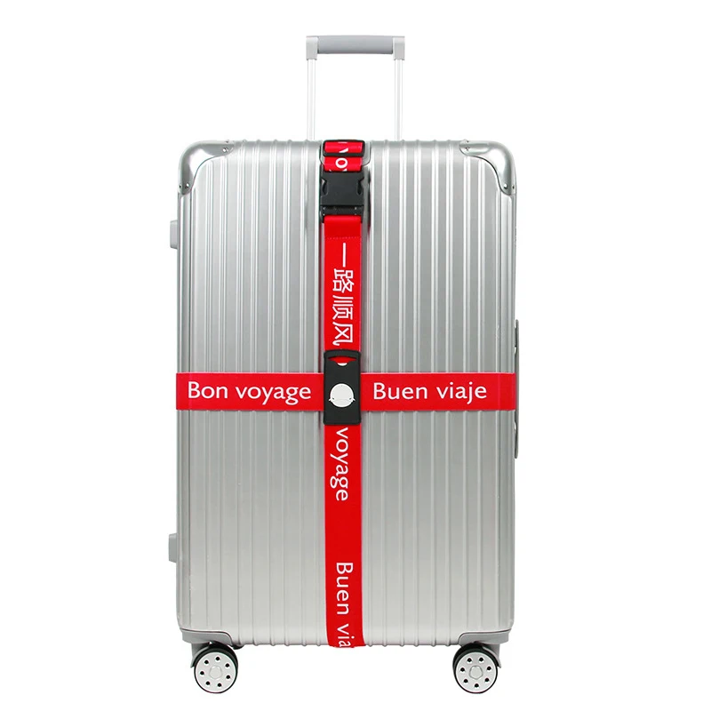Эластичные силы регулируемые багажные ремни Съемный поперечный багажный ремень полиэфирный чемодан упаковка пояс дорожные аксессуары - Цвет: Red   Luggage belt