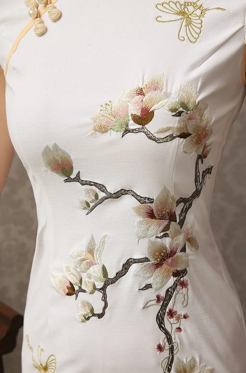 2016 Новый дизайн сезона цветок печати женщина Cheongsam короткий рукав Qipao летнее Традиционная Китайская одежда вечернее платье