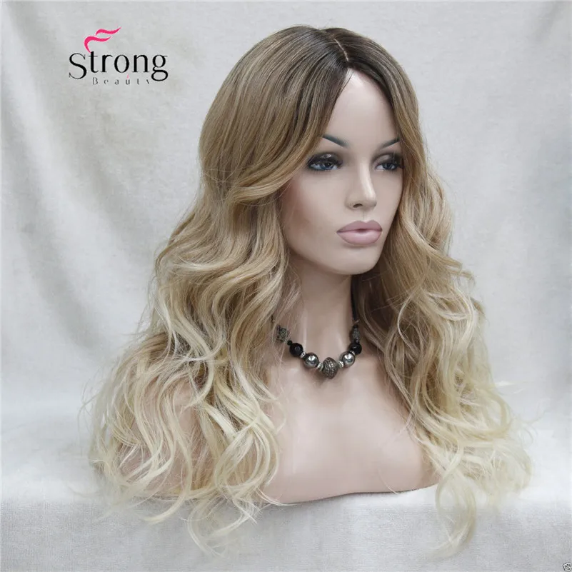 HHG-9112  T6-27I-613A  Quality Heat Resistant Blonde Ombre Wavy Lace Front Long Wig (6)