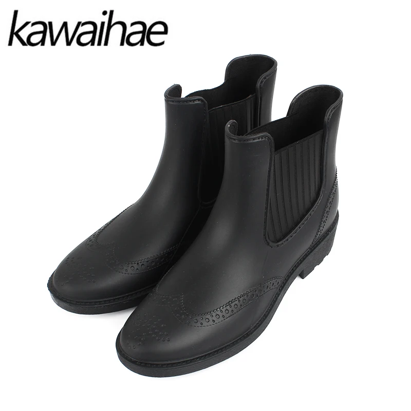 

2018 New Spring Summer Womens Rainboots Rubber Shoes Oxford Shoes Waterproof Women Shoes Brand Kawaihae