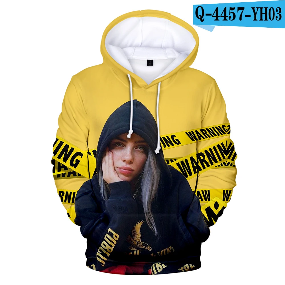 Принт 3D персонаж idol Billie Eilish толстовки женские мужские толстовки мода певица Billie Eilish 3D Толстовка зеленый пуловеры - Цвет: 3D