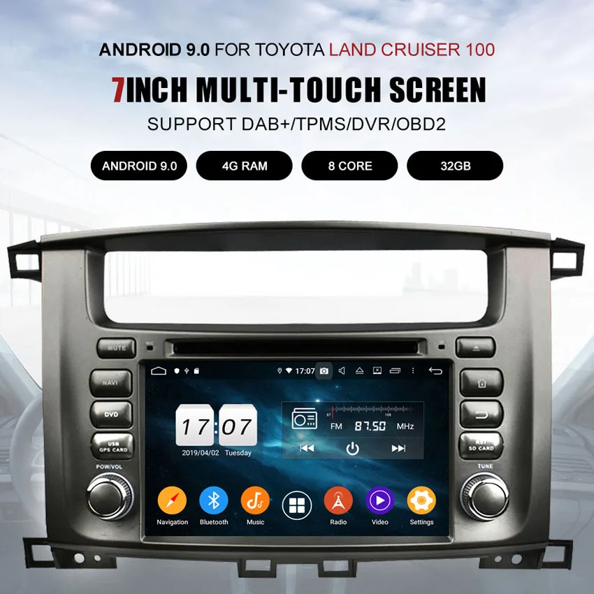 Excellent KANOR Android 9.0 Octa Core 2 Din Car Radio For Toyota Land Cruiser 100 Car Radio Audio Video Player 2 Din GPS Multimedia 1