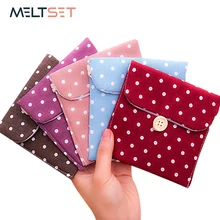 Bolsa de servilletas sanitarias de lunares, Bolso pequeño de algodón para mujer, alfombrilla de almacenamiento para niña, bolsa de higiene, organizador de bragas para la menstruación