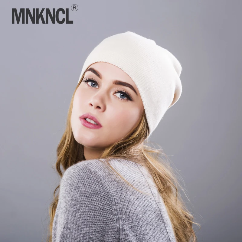 Mnkncl 2018 جديد الخريف الشتاء قبعات للنساء قبعة محبوك الكشمير بيني قبعة نوعية جيدة الإناث Mnkncl 2018 جديد الخريف الشتاء قبعات للنساء قبعة محبوك الكشمير بيني قبعة نوعية جيدة الإناث
