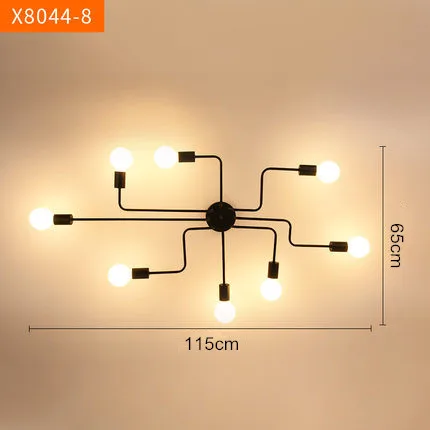 Винтаж кованого железа потолочный светильник 4/6/8 головок потолочный светильник Лофт ретро промышленный светильник ing для гостиной, столовой кафе лампы дневного света - Цвет корпуса: 8 heads