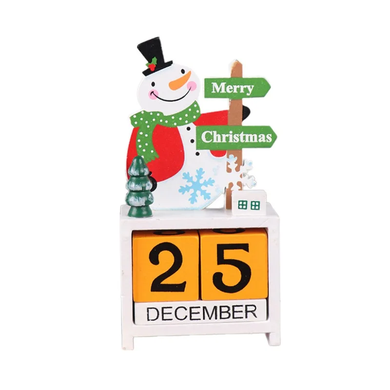 Рождественский деревянный календарь лося с окрашенными блоками Advent обратный отсчет календарь праздничные украшения для дома - Цвет: B