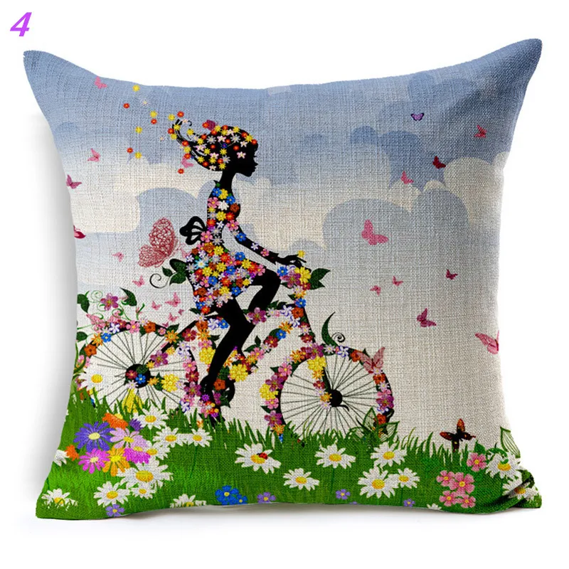 

Maiyubo Ethnic Cushion Nordic Style Home African Bicycle Cushions Floral Women Linen Cushion Decorative Pillow for Sofa PC329