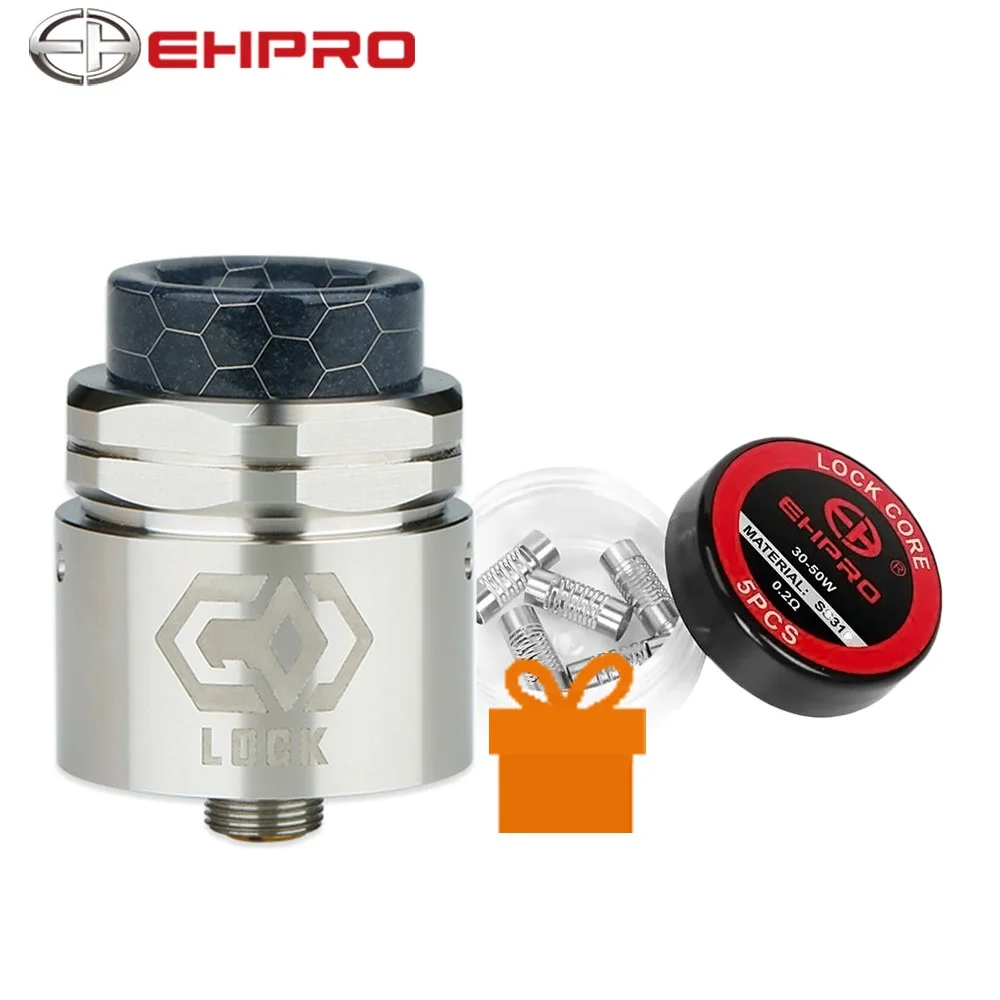 

Free Gift!!! Original Ehpro Lock Build-free RDA with 5pcs Ehpro Lock Coil Support Press-style Coil Installation vs Manta RTA