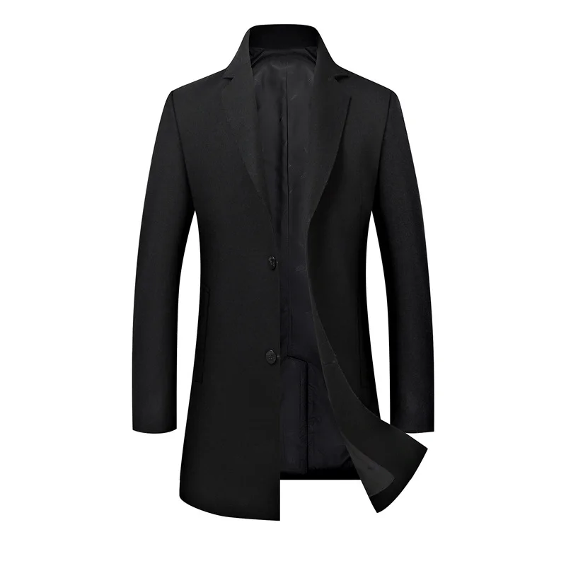 

2018 Autumn New Casual Long Mens Wool Coat High Quality Slim Fit Trench Coats