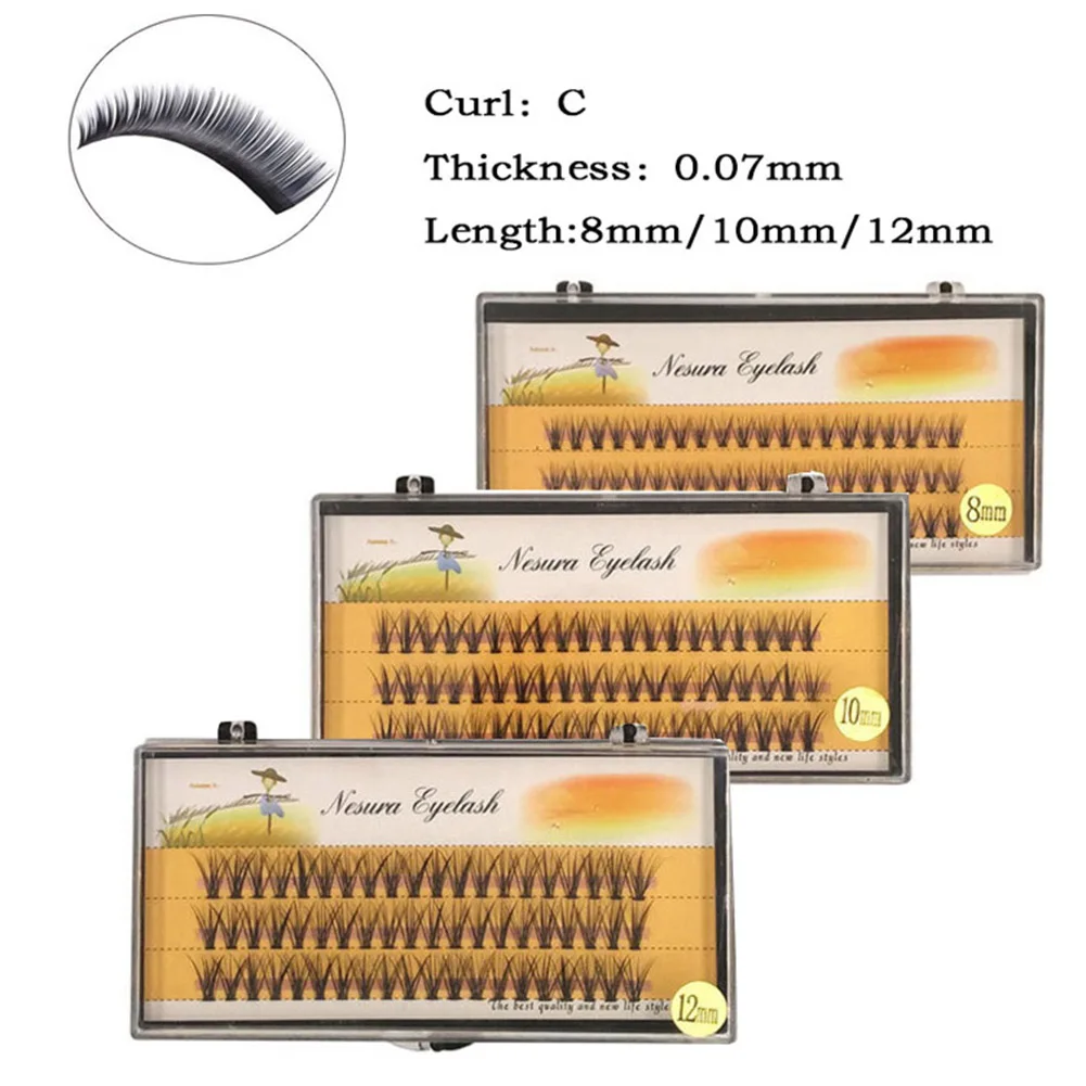 Мягкие Накладные ресницы ручной работы из косметического волокна, 0.07C, локон для профессионального макияжа, 10 шт./упаковка, 60 пряди/коробка