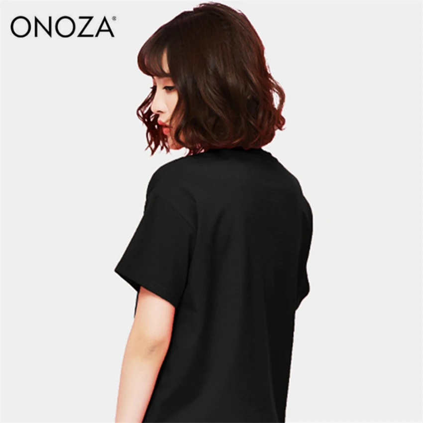 Onoza Забавные футболки корейский стиль черный Ropa De Mujer Verano Harajuku Camiseta манга Курта