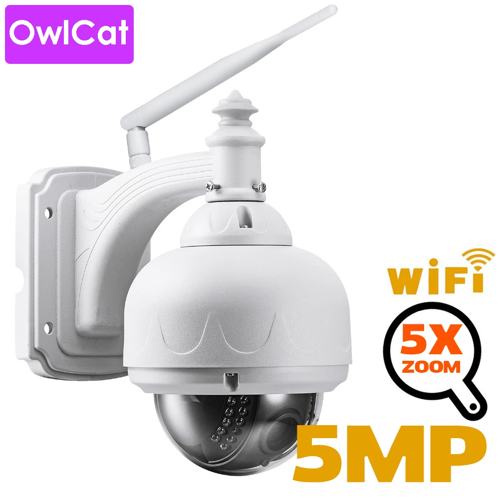 OwlCat Беспроводная ip-камера Wifi купольная PTZ уличная камера с микрофоном динамик двухсторонняя аудио связь HD 5MP 2MP 5X зум слот для карты SD