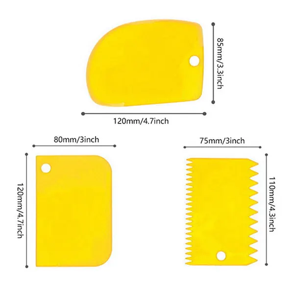 3 шт./лот, резак для теста, торта, слайсер, лопатка для торта, скребок для крема, пастообразные фрезы, скребок с неровными зубьями, скребок для самостоятельной сборки