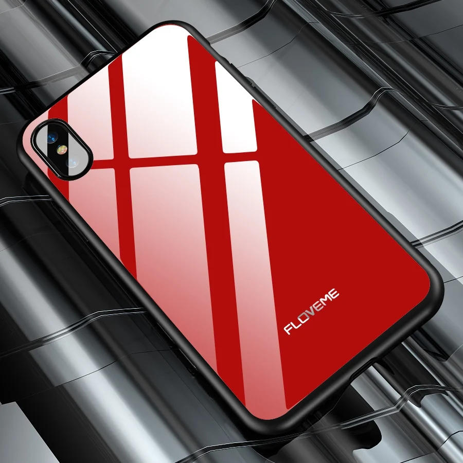 FLOVEME чехол из закаленного стекла для IPhone X 8 7 Plus оригинальные чехлы телефонов iPhone