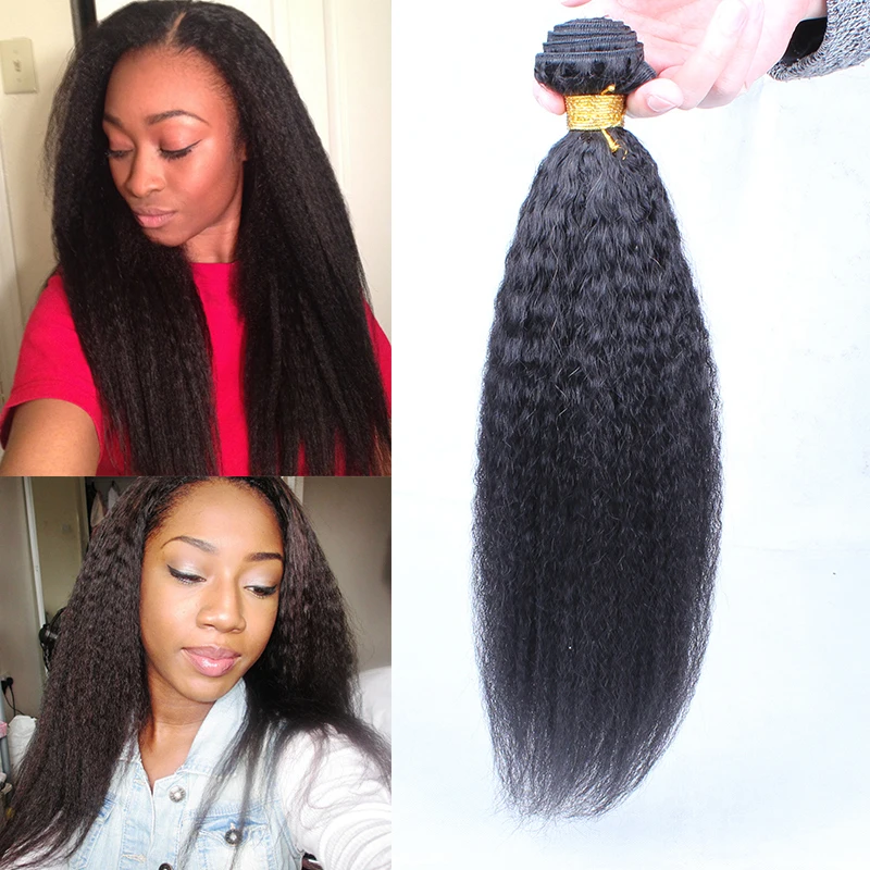 3bundles 300g Yaki Kinky Straight Hair Wave 7a Human Hair Bundles