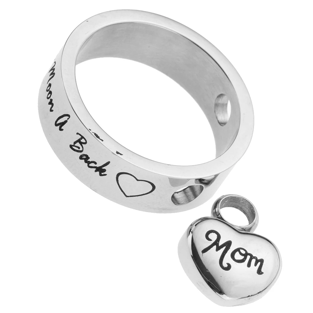 Round Loop Heart I Love You to the Moon and Back Stainless Steel Urn Pendant Memorial Keepsake Jewelry