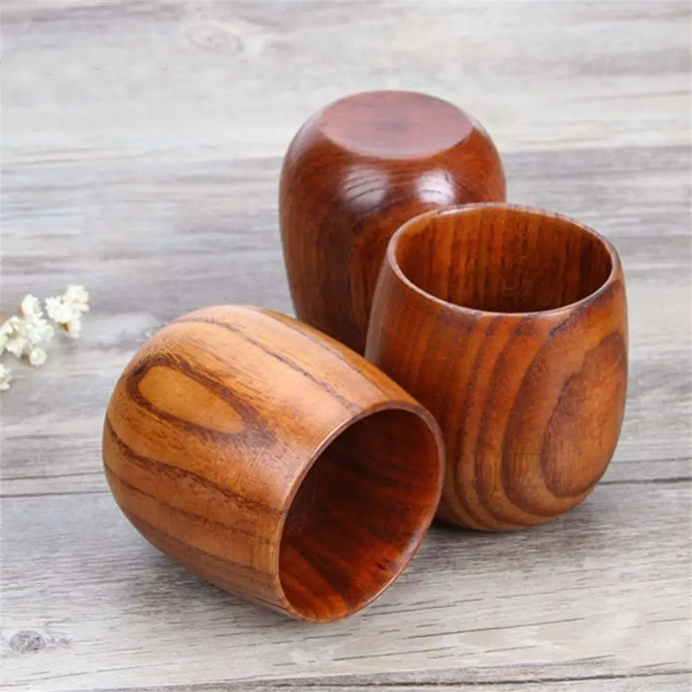 High Quality 1 PCS Primitive Handmade Mugs Natural Jujube Wood Wooden