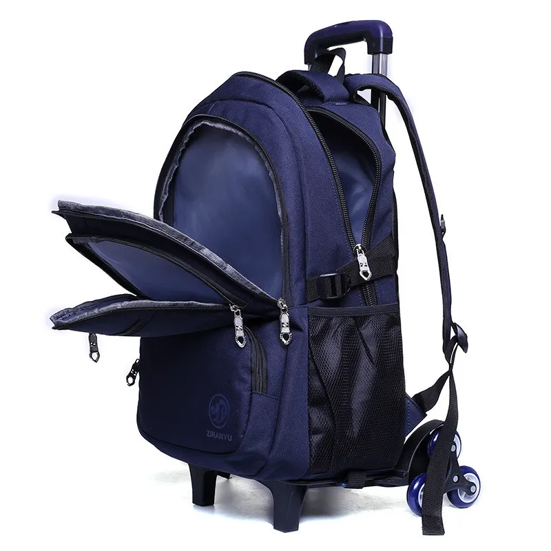 Съемный Детский рюкзак на колесиках для мальчиков, школьная сумка на колесиках, повседневный багаж для путешествий, водонепроницаемый рюкзак на колесиках