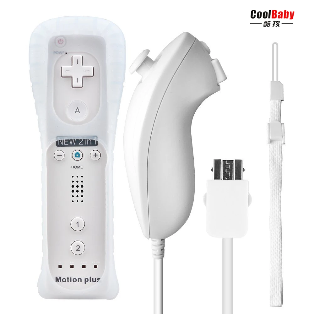 

2-in-1 Wireless Remote Controller+Nunchuk Control for Nintend Wii Built-in Motion Plus for WiiU gamepad joystick+Silicone Case