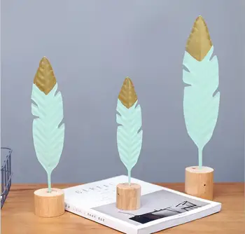 

New fashion Home Decor Iron Feather design desktop Figurines Miniatures Creative Gift for friend