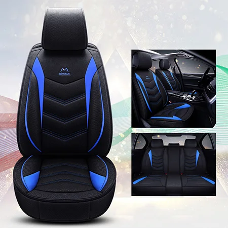 Blue Standard Передняя+ задняя) универсальные льняные автомобильные чехлы для сидений Mercedes t210 w211 t211 w212 w213 w220 w221 2010 2009 2008 2007 - Название цвета: Blue Standard
