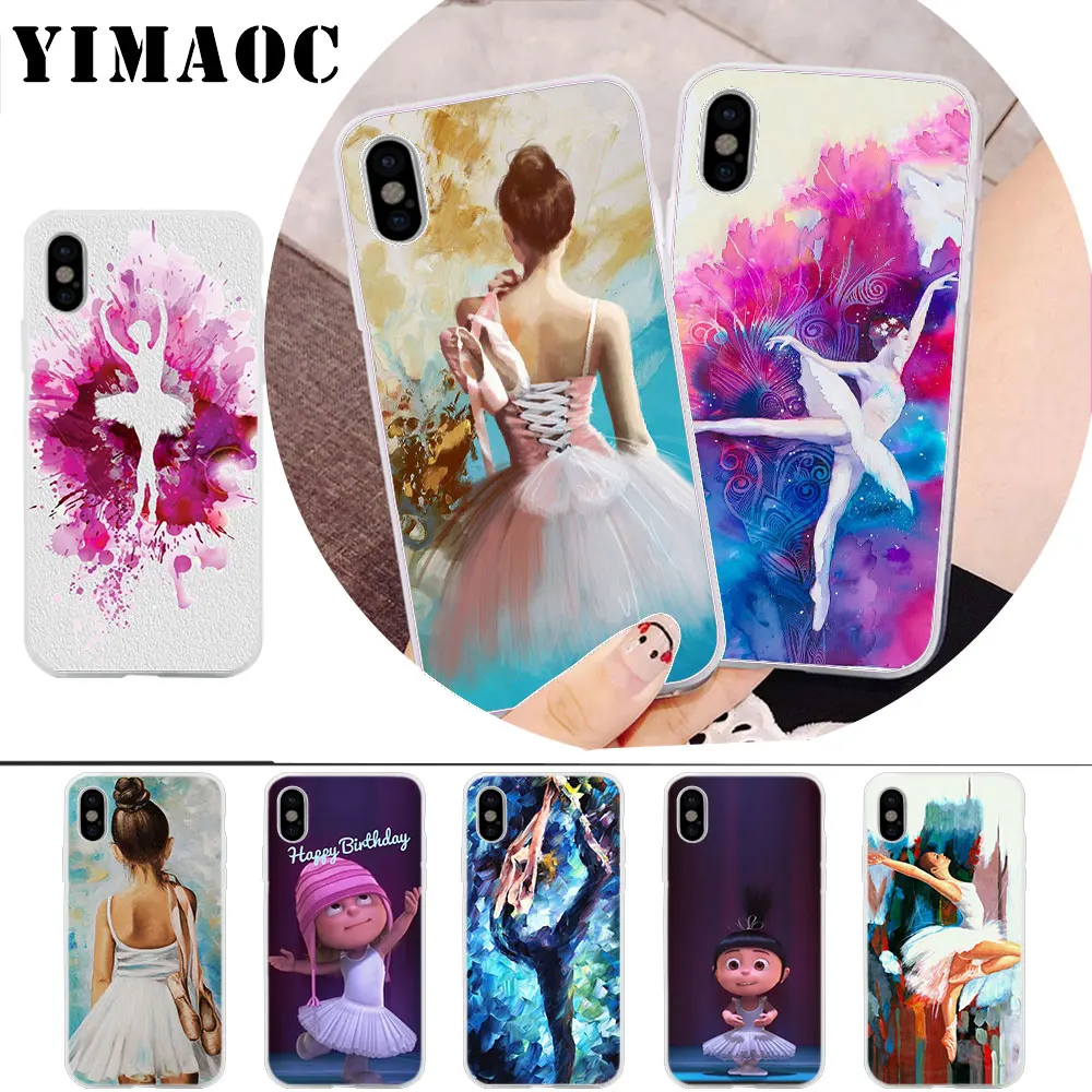 

YIMAOC Ballet Dance Girl Ballerina Soft Silicone Case for iPhone X r s Xr Xs Max 8 7 6S 6 Plus 5 5s SE