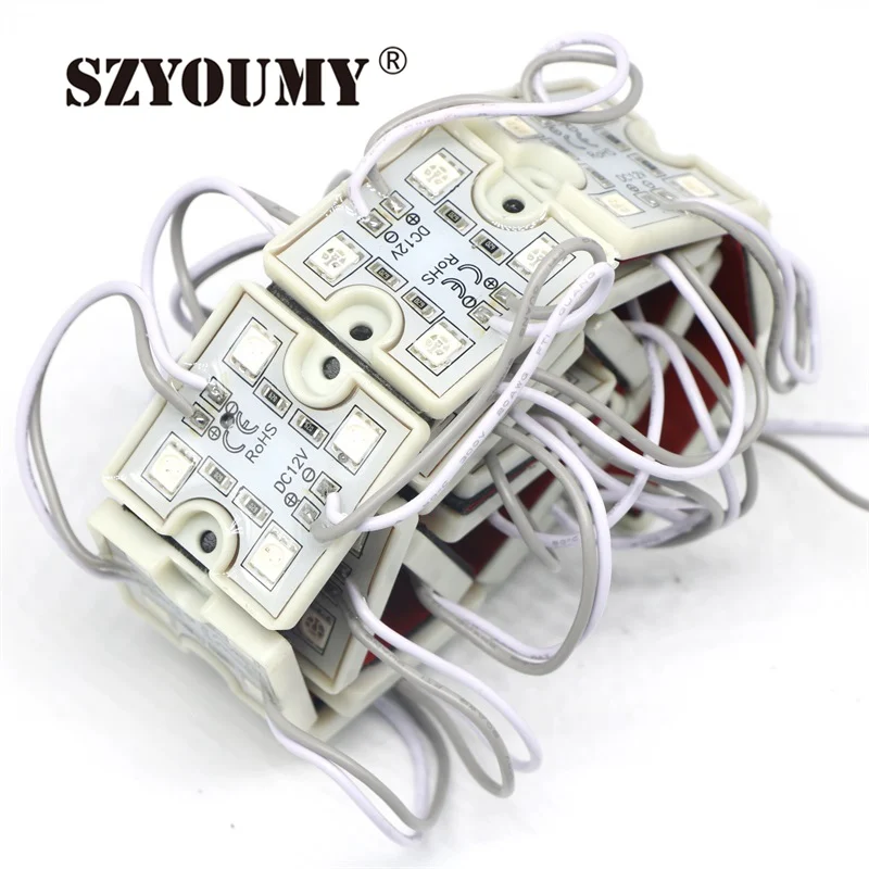 SZYOUMY оптовая продажа 10000 шт. холодный теплый белый 4 Светодиодный модуль 5050 4 SMD светодиодный свет 12 В водонепроницаемый Бесплатная доставка