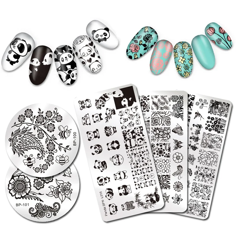 BORN PRETTY font b Nail b font Stamping Plate Animal Plant Cute Cat Flower Design font