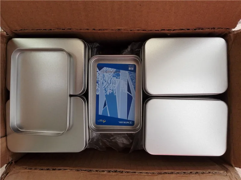 

Silver small tin Containers rectangular storage cartridge box candy case Crafts Geocache Storage