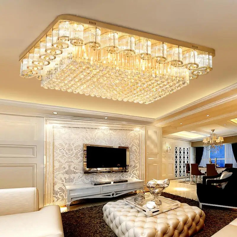 

Large Gold Crystal Chandeliers Lustres K9 Led Modern Chandelier Lighting Luxury Cristal Upscale Lustre Living Room Lobby Hotel