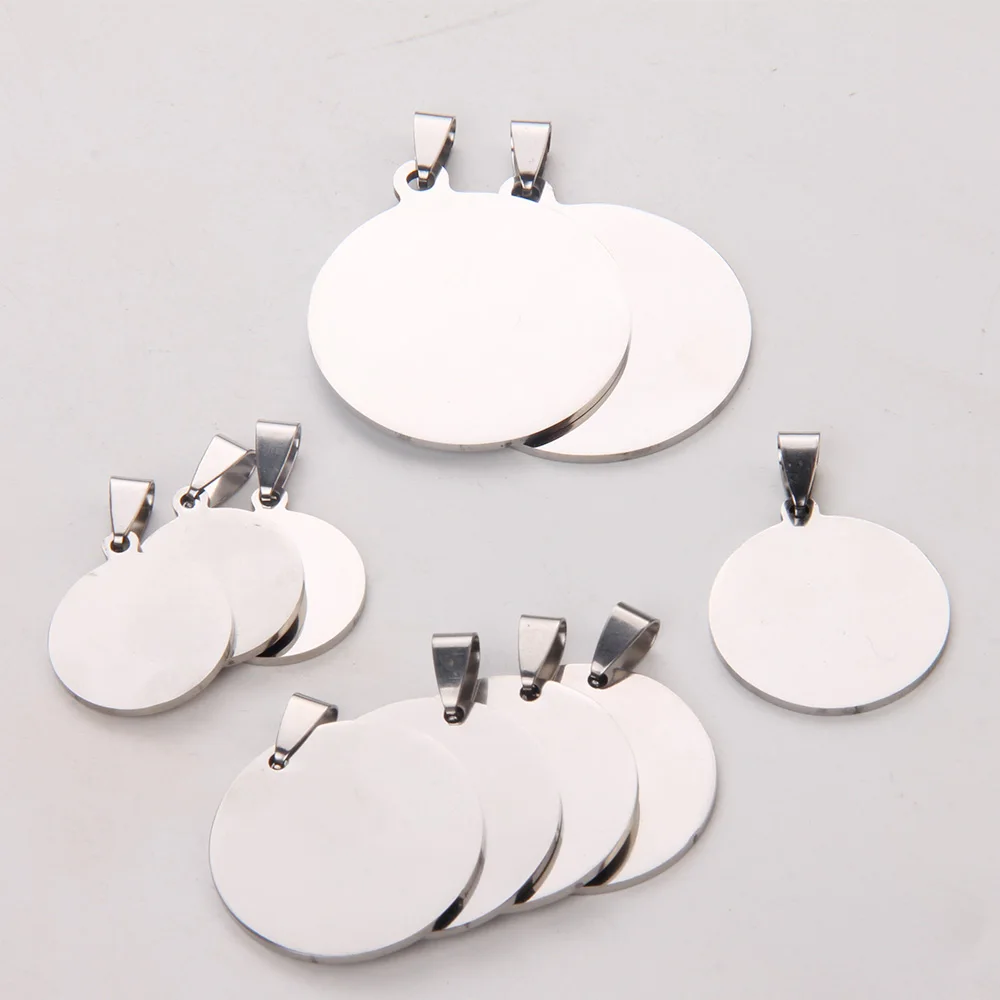 

30pcs/lot Mirror Polish Round Stainless Steel Necklace Blank Stamping Pendants For Jewelry Making DIY Pet ID Dog Cat Tags