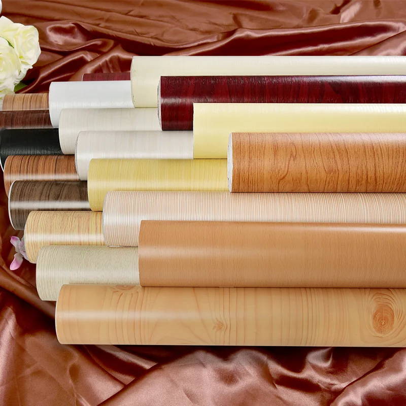 PVC Self Adhesive Wooden Wallpaper For Furniture Renovation Kitchen Decorative Film Wall Stickers Drawer Cabinet Contact Paper