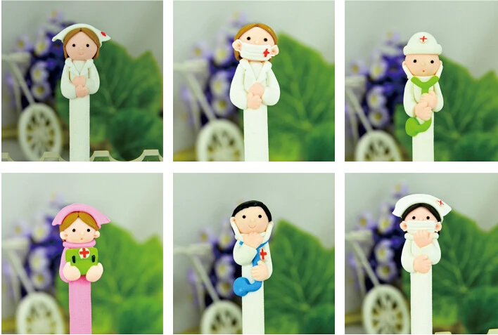 High quality polymer clay nurse ball pen cute doctor gift pen creative hospital character ballpoint pen