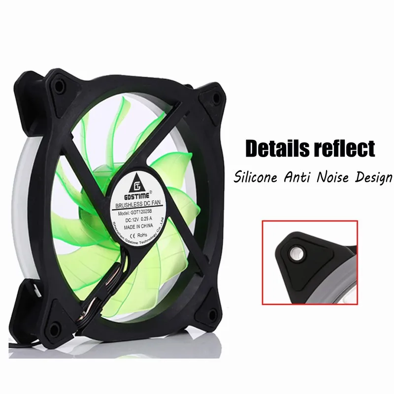 Gdstime 5 шт. DC 12 В см светодиодный вентилятор 120 мм x 25 PC Case вольт 12025 3Pin 4Pin кулер для