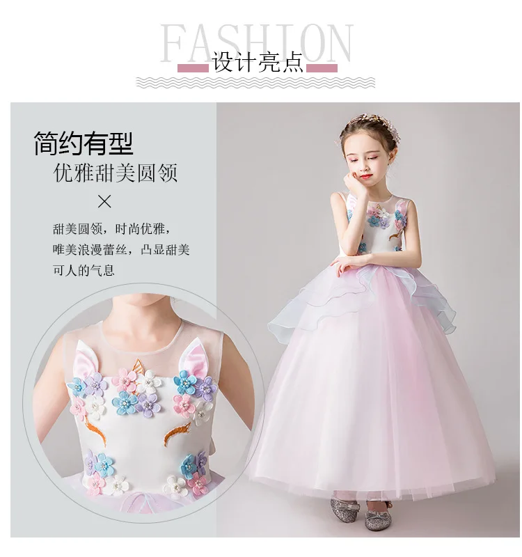 Лето, Новое Стильное платье с единорогом для девочек, женское Радужное платье с цветочным рисунком, костюм на Хэллоуин для детей