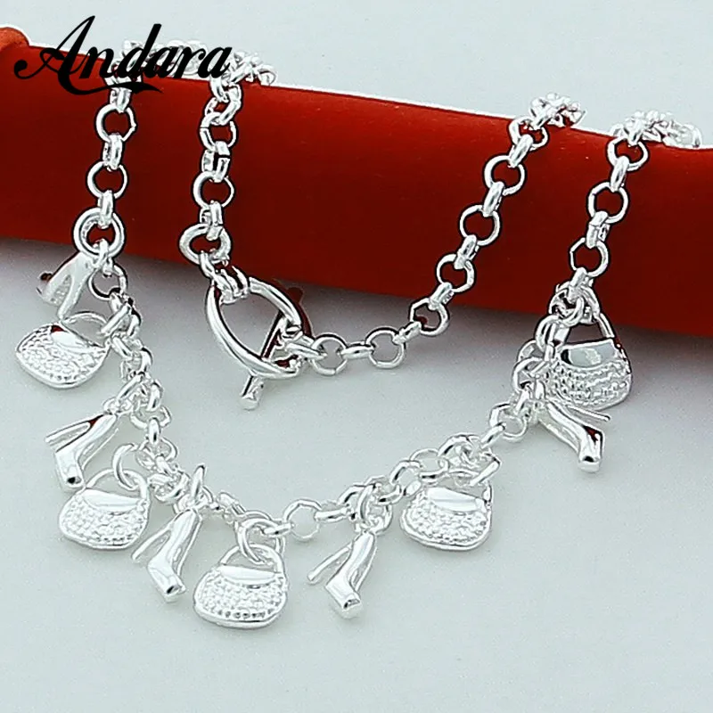 

Fashion Elegant Chain Necklace For Women 925 Silver Color Jewelry Female High Quality Silver Choker Necklace Christmas GiftN362