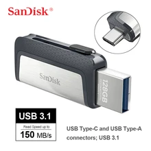 SanDisk Ultra çift mekanizmalı USB C tipi 256GB 128GB USB 3.1 Flash sürücü 64GB Mini USB sopa 32GB kalem sürücüler 16GB Flash Bellek SDDDC2