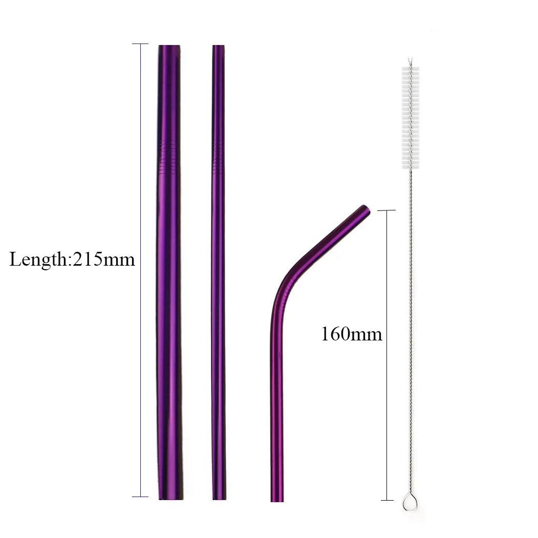 5 шт Мини Короткие 160 215 мм Красочные 304 из нержавеющей стали соломинки многократного использования питьевой соломы изогнутая металлическая соломинка с чистящей щеткой