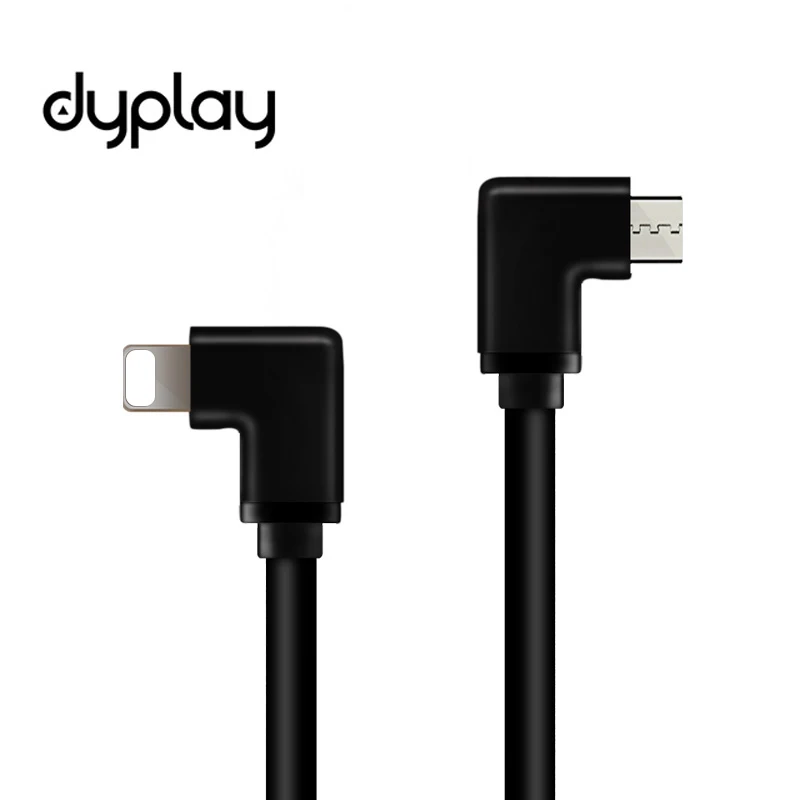 90 градусов локоть DAC AMP HiFi OTG кабель для Lightning к Micro USB для iPhone iOS 10 до 12 с декодерами Чистая медь сердечник - Цвет: Черный