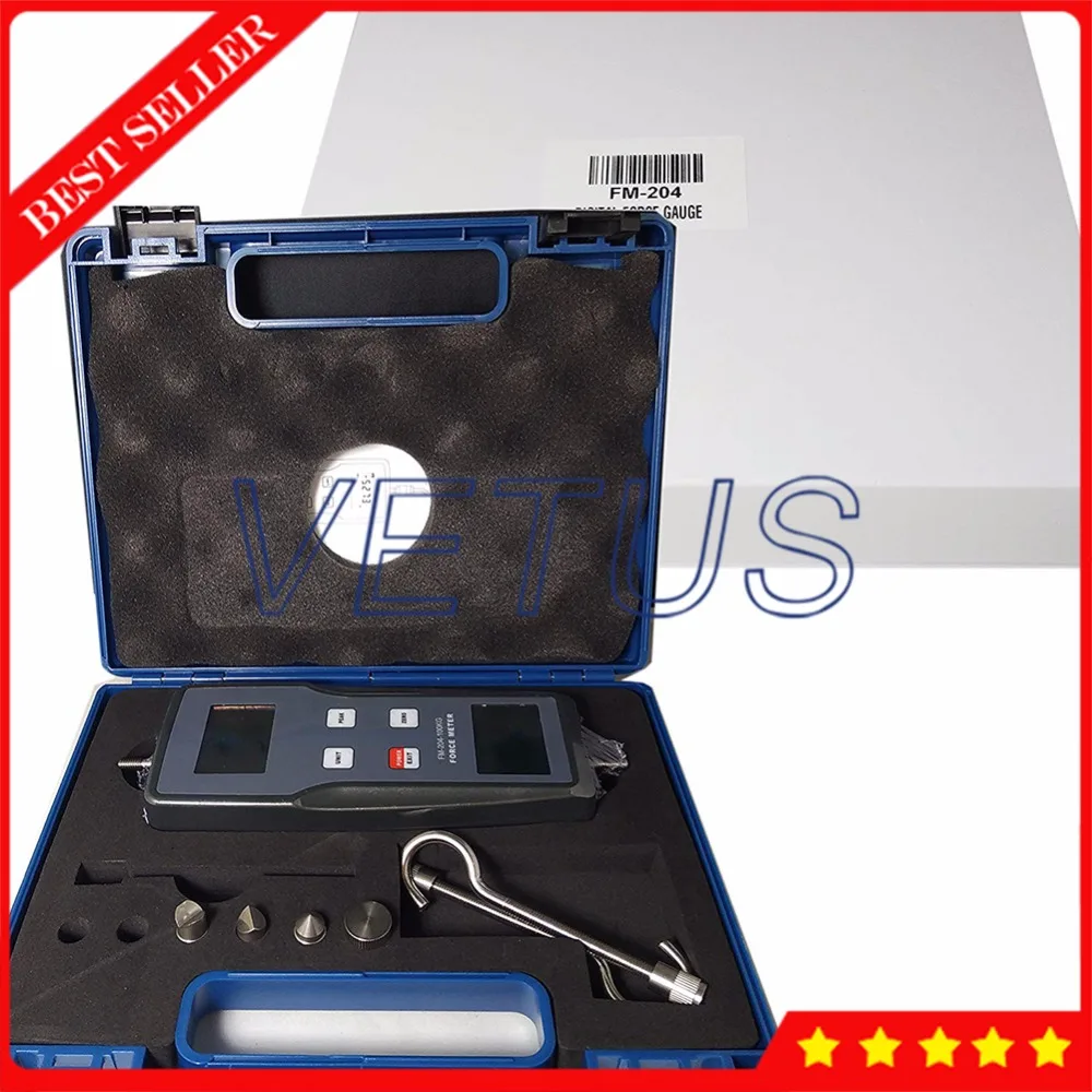 

FM-204-50K Digital Push Pull Force Gauge Meter 3 Measurement Units Kgf N Lbf for High Accuracy Push Force and Pull Force Tester