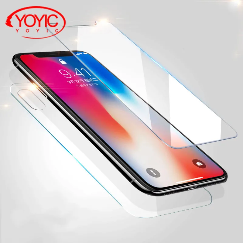 

YOYIC 2pcs Front+Back Tempered Glass For iphone X 8 7 6 Plus 9H Premium Screen Protector Film For iphone 8 7 6 6S 5 5S Glass