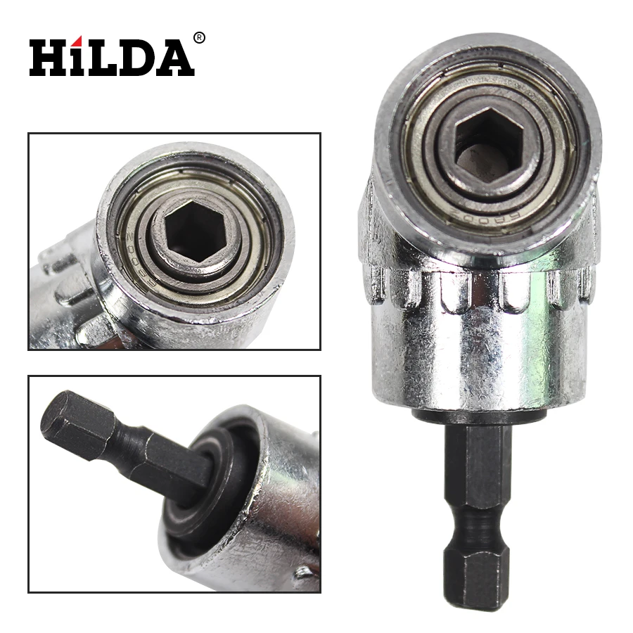 

HILDA 105 Degree Right Angle Head Screwdriver 1/4 Hex Shank For Power Drill Screwdriver Bits Tools Drill Bit Woodworking