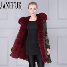 Janefur Faux Fur Lining Women’s Hoodies Ladies Coats Winter Warm Long Coat Jacket Cotton Thermal Parkas Mujer Invierno