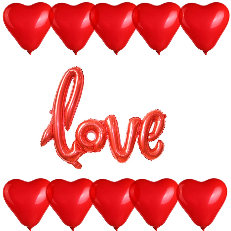 

11pcs/SET Heart Latex Balloons Love Foil Balloon Set Birthday Wedding Supply Latex Balloons Air Balls Wedding Party Decorations