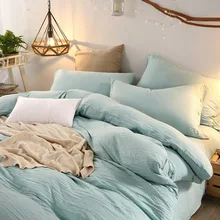3/4 шт., однотонное мягкое постельное белье, моющееся, хлопковое, обнаженное, комплекты постельного белья, Твин, полный, королева, Королевский размер, пододеяльник, наволочка, плоская простыня